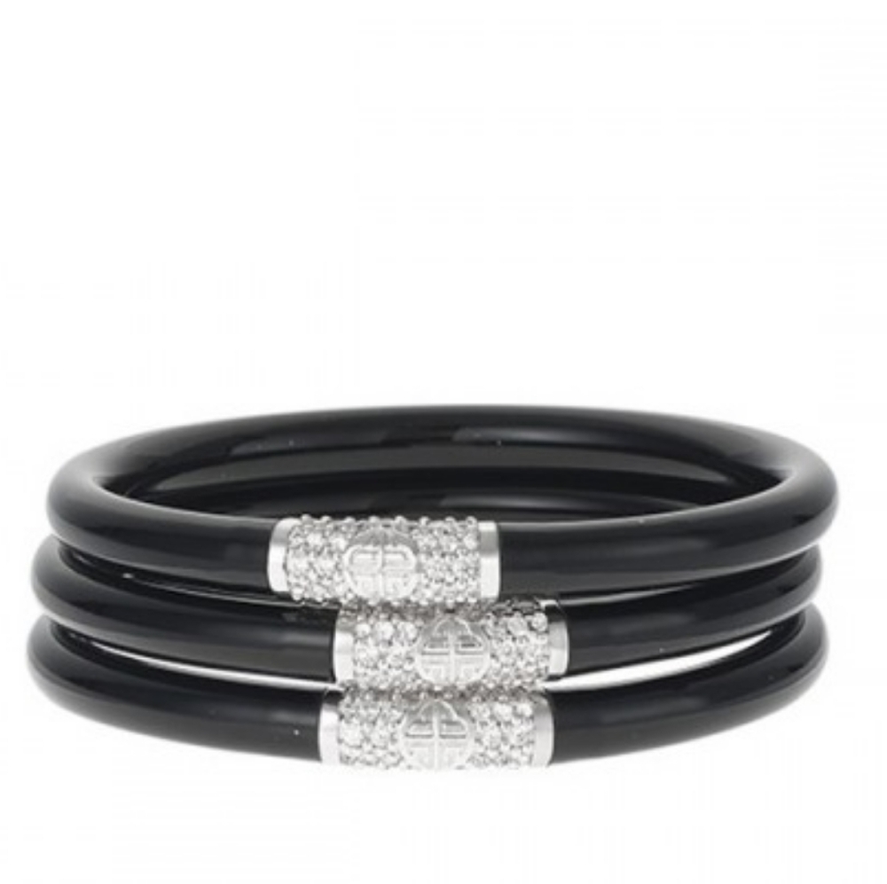 BuDhaGirl Black and Silver Bead Medium All Weather Bangles
